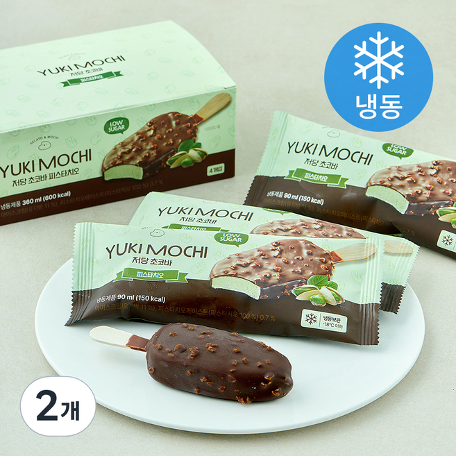 유키모찌 저당 초코바 피스타치오 (냉동), 2개, 4개입, 90ml