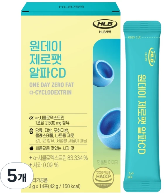 에이치엘비 원데이 제로팻 알파CD 14p, 42g, 5개 - 쿠팡