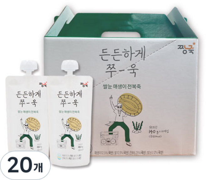 Jjangjuk 即食胚芽海藻鮑魚粥, 140g, 20個