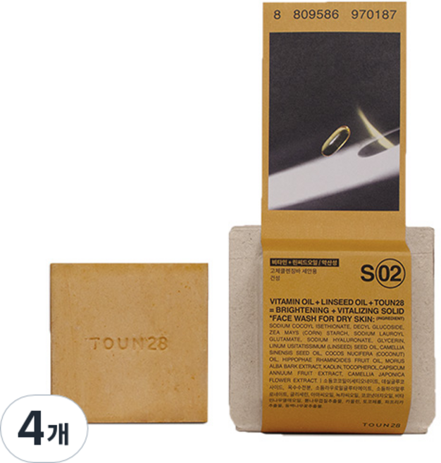톤28 얼굴 씻을거리 S2 린씨드오일 린시드오일 약산성 클렌징 비누, 100g, 4개입