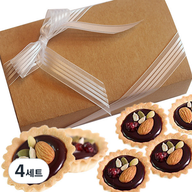 쿠킹스토리 단체용 나누미 초코 타르트 만들기 세트, 미니타르트 40p + 다크 커버춰 300g + 견과 4종 100g + 접착 비닐 40p + 계량컵, 4세트
