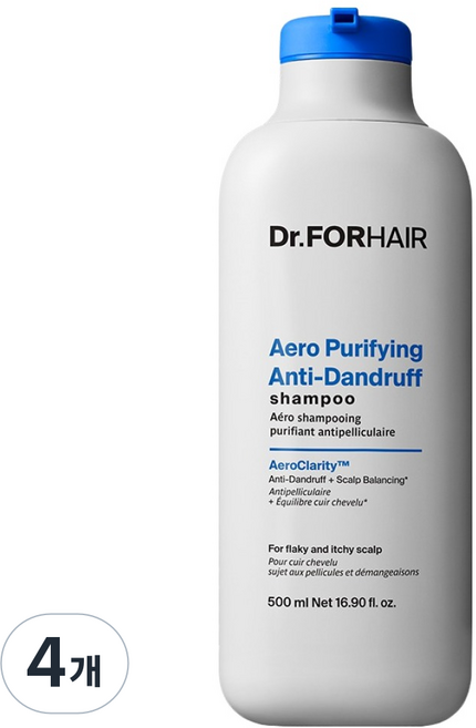 Dr.FORHAIR AERO 淨化去屑止癢去角質防落髮洗髮精, 4個, 500ml