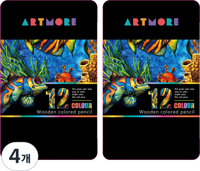아트모아 전문가용 색연필 틴케이스, 12색, 4개