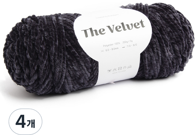 브랜드얀 더벨벳 뜨개실, 25 스톤그레이, 4개