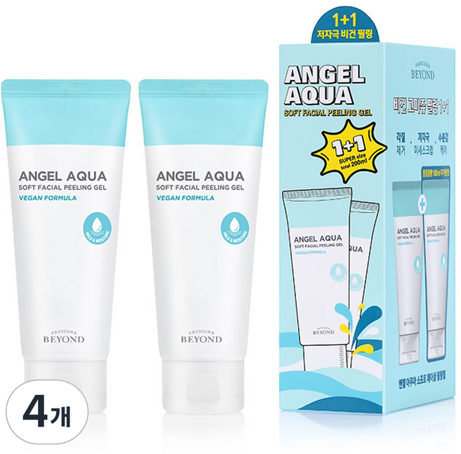 [비건라이프] 비욘드 엔젤 아쿠아 소프트 필링젤 1 + 1, 200ml, 4개