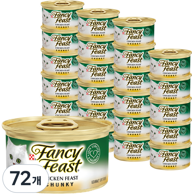 팬시피스트 3개월 이후 고양이 청키 주식캔, 청키 치킨, 85g, 72개