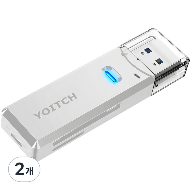 요이치 USB 3.0 SD카드 리더기, YG-CR300, 화이트, 2개