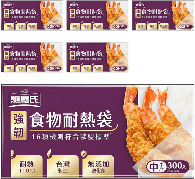 farcent 花仙子 驅塵氏 強韌 食物耐熱袋, 中, 300個, 6盒