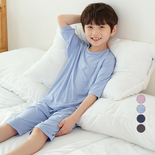 롤리트리 아동용 레이온 스판 찰랑 7부 실내복 상하 세트