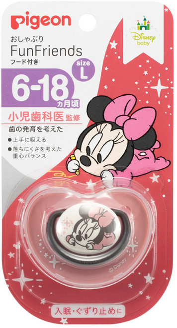 pigeon 貝親 輕量安心奶嘴 L 米妮版, 6-18個月, 米妮版 黑色, 1個