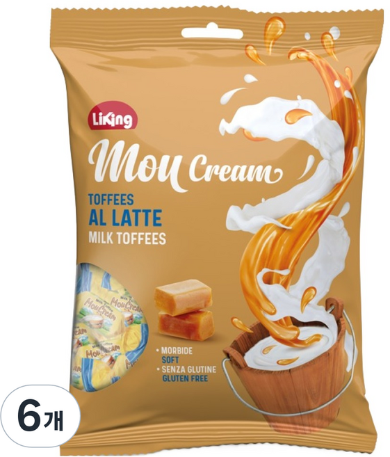 라이킹 모우크림 밀크토피 캔디, 150g, 6개