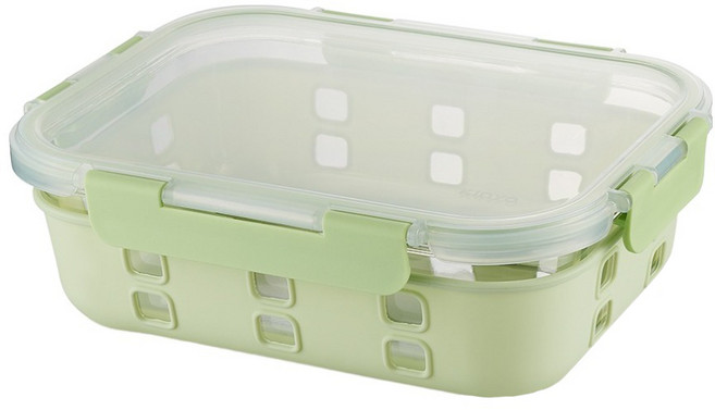 Kinyo 清透耐熱保鮮盒 KLC-2064G 18.3 x 13.9 x 6.2cm 新芽綠 534g 640ml, 1入, 1個