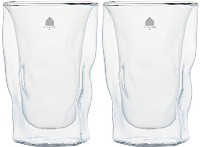 CASA MUUTTI 雙層耐熱玻璃造型杯 透明 450毫升, 2個