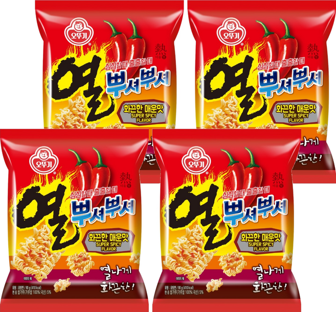 오뚜기 열뿌셔뿌셔 화끈한 매운맛, 4개, 90g