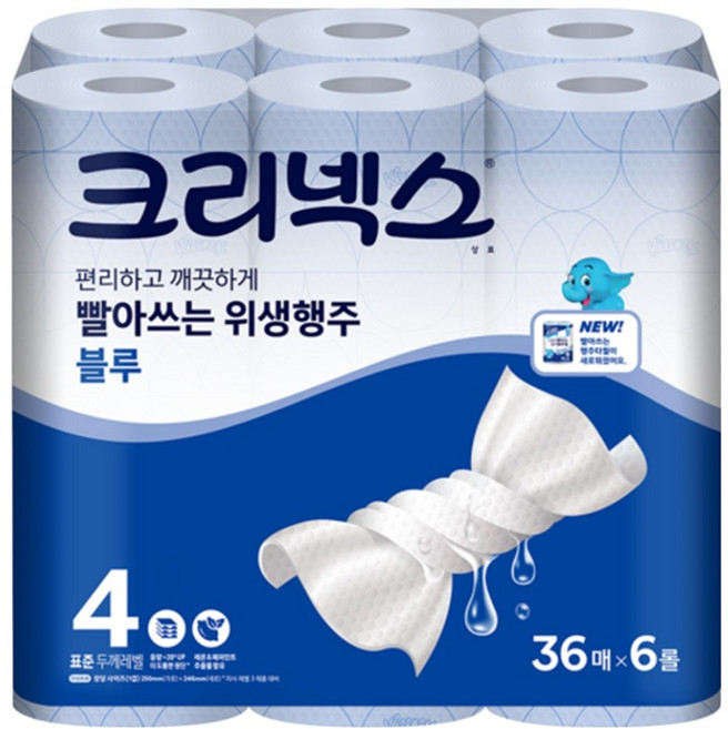 Kleenex 拋棄式衛生抹布 藍色, 6捲, 1袋