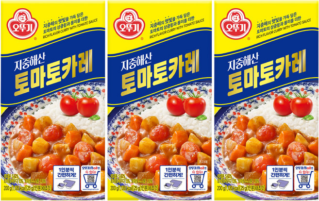오뚜기 지중해 토마토 카레 고형, 200g, 3개