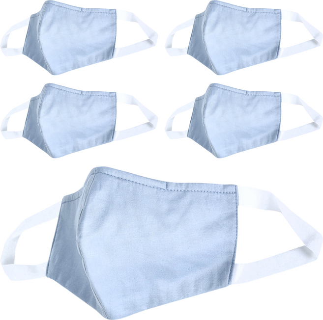 Osun 3D立體3層防水運動透氣布口罩 成人用 台灣製 CE322, 水藍色, 1入, 5片