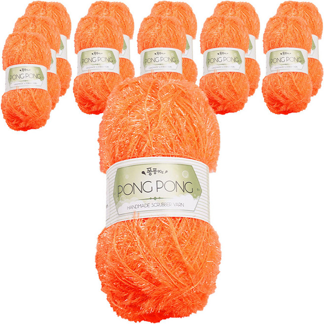 퐁퐁수세미 실바람 청송 뜨개실 90g, 17 형광주황, 12개
