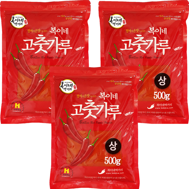 Bok2Nefood 辣椒粉 普通味 辣炒年糕用, 500g, 3包