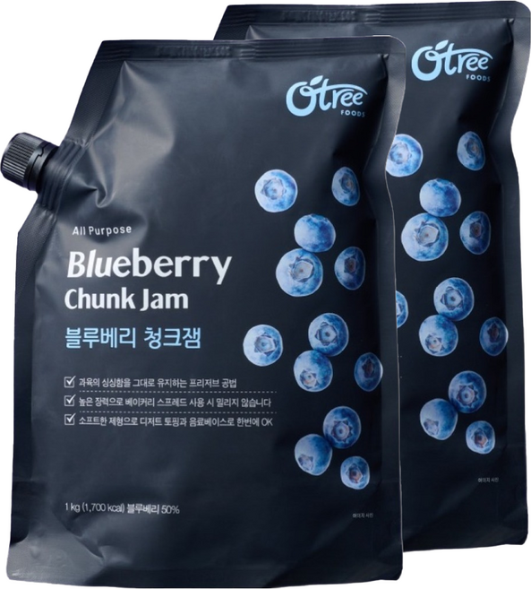 오트리 블루베리 청크잼, 1kg, 2개