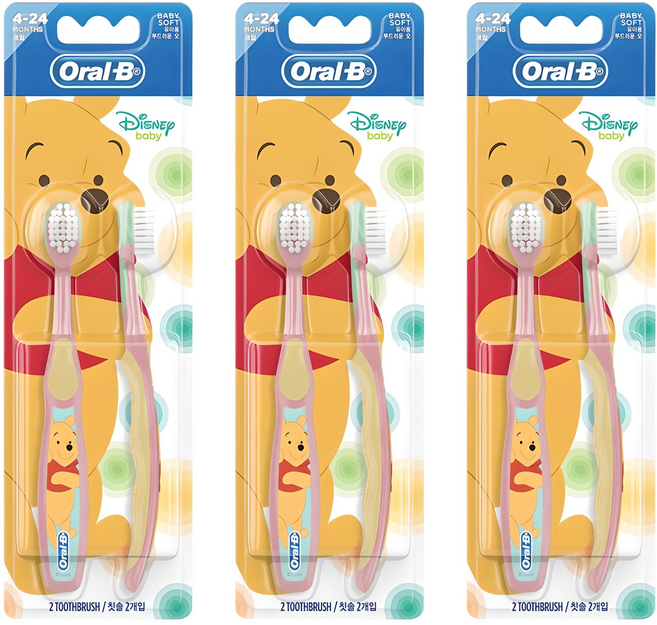 오랄비 스테이지스 영유아 푸 칫솔 1단계, 랜덤 발송, 2개입, 3개