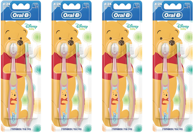 오랄비 스테이지스 영유아 푸 칫솔 1단계, 랜덤 발송, 2개입, 4개