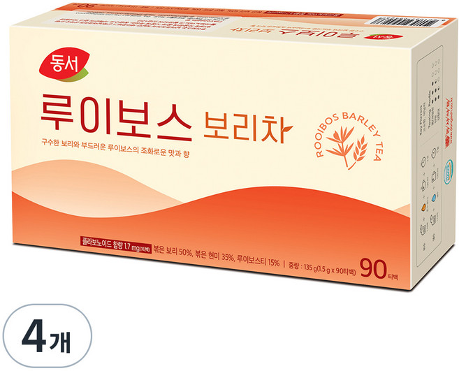 동서 루이보스 보리차, 1.5g, 90개입, 4개