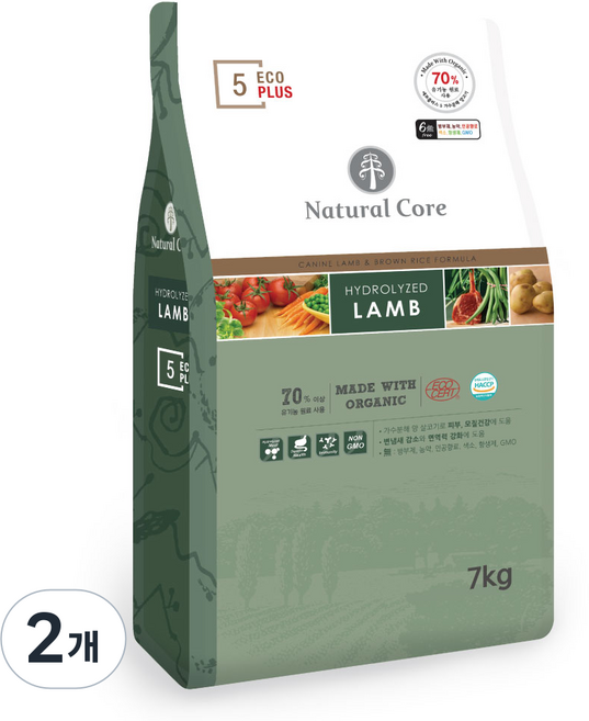 네츄럴코어 전연령 강아지 에코플러스5 건식사료, 양, 7kg, 2개