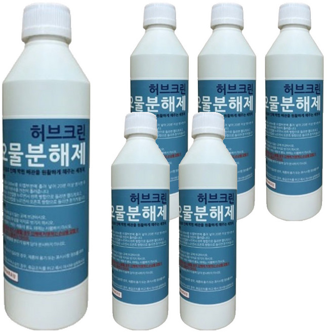 허브크린 오물분해제 하수구 배수구 세정제 머리카락 분해 제거 막힘 해결, 500ml, 6개