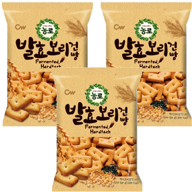농로 발효 보리 건빵, 320g, 3개