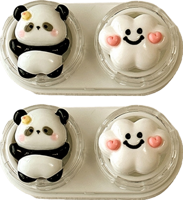 특별한상점 귀여운 휴대용 서랍형 콘택트렌즈 케이스 세트, 팬더, 2세트