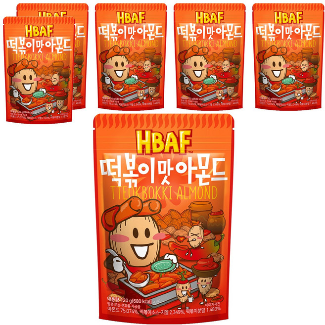 바프 떡볶이맛 아몬드, 120g, 6개