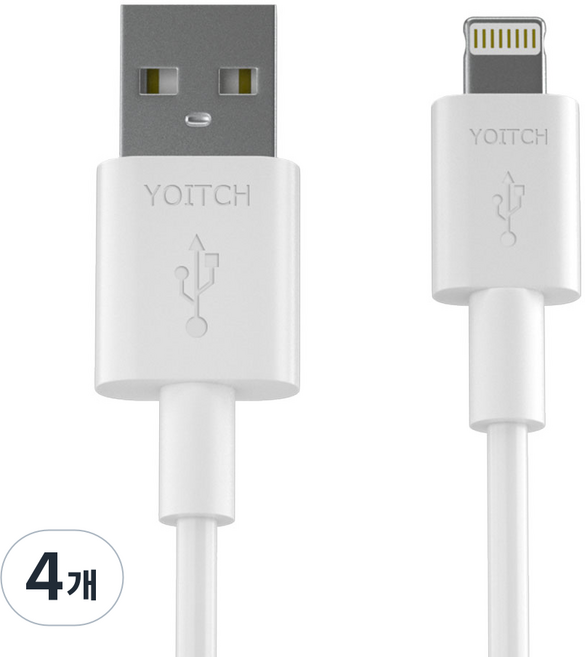 요이치 아이폰 8핀 케이블 2세대, 화이트, 300cm, 4개
