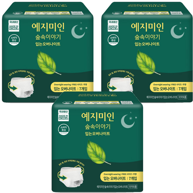 뉴숲속이야기 입는 오버나이트, Free Size, 7개입, 3개