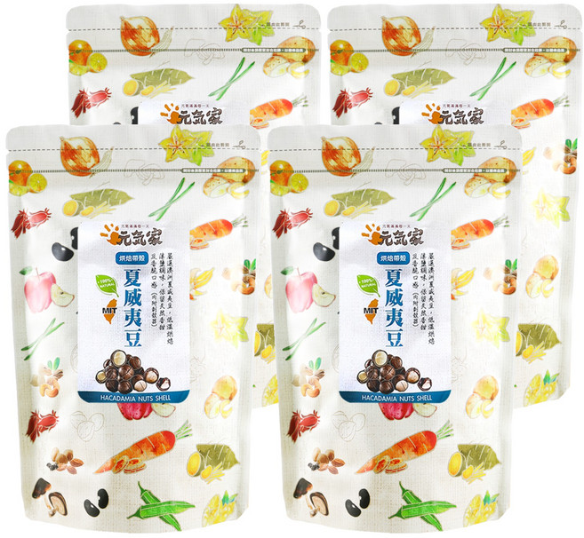 元氣家 帶殼夏威夷豆, 200g, 4包