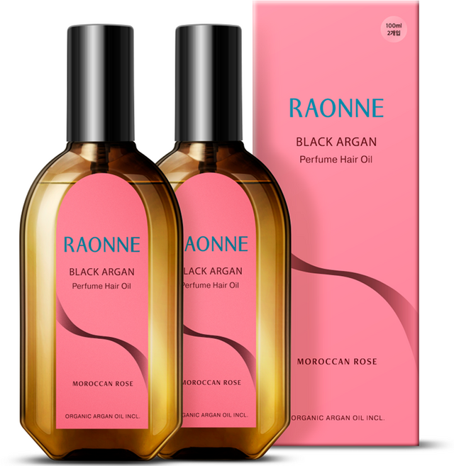 라온느 블랙 아르간 퍼퓸 헤어오일 에센스 모로칸 로즈, 100ml, 2개