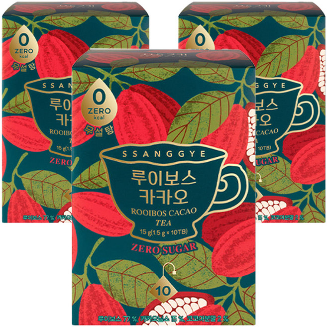 쌍계명차 루이보스 카카오 침출차, 10개입, 3개, 1.5g