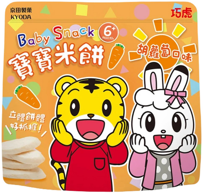 KYODA 京田製菓 巧虎寶寶米餅 6個月以上, 胡蘿蔔味, 30g, 1包