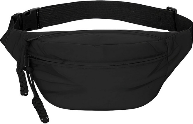 미니멀랩 꼬임 스트랩 여행용 힙색, 블랙, 1개