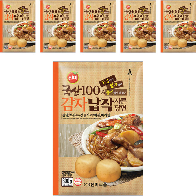 진미 국산감자 납작 자른당면, 300g, 6개