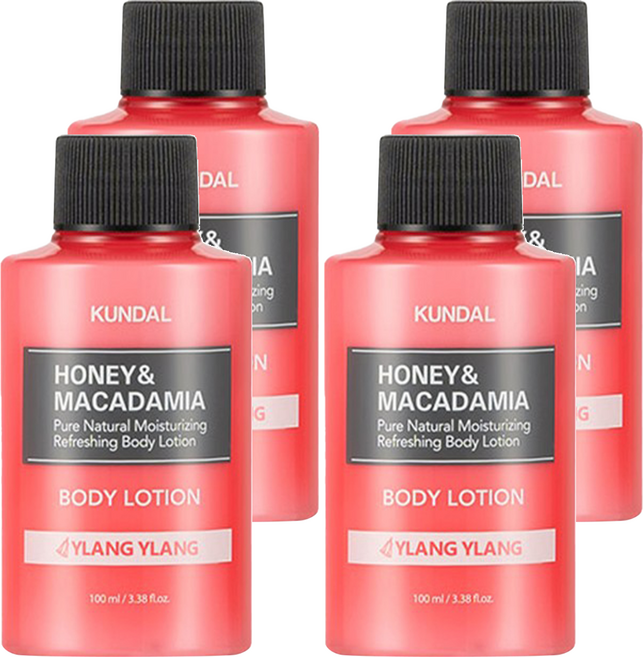 KUNDAL 昆黛爾 蜂蜜&澳洲堅果保濕潤膚乳 依蘭香, 100ml, 4瓶