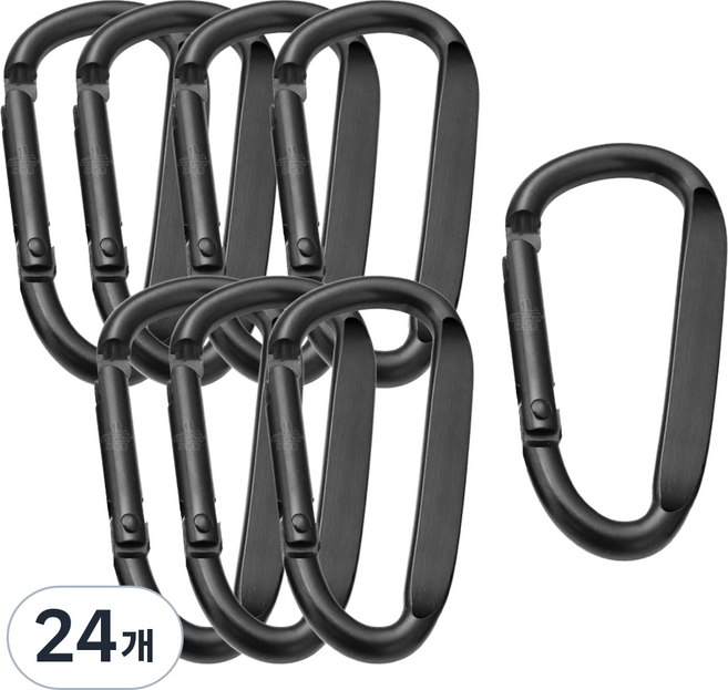 Clover商社 D型鋁製登山扣, 黑色, 24個