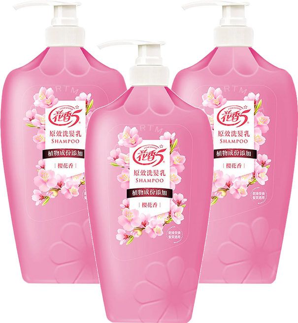 花香5 原效洗髮乳 乾燥受損髮質適用 櫻花香, 3瓶, 1.1kg