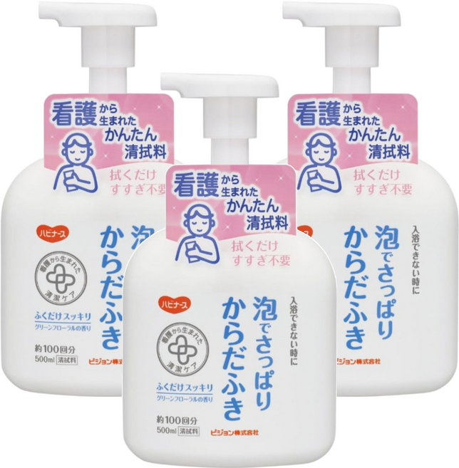 Habinasu Tahira 免沖水身體清潔泡沫 清爽型, 500ml, 3瓶