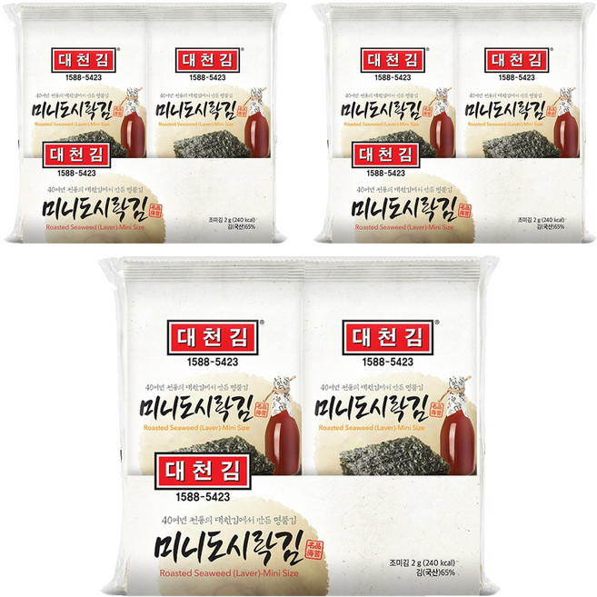 대천김 미니도시락김 G3240-K 6p, 2g, 30개