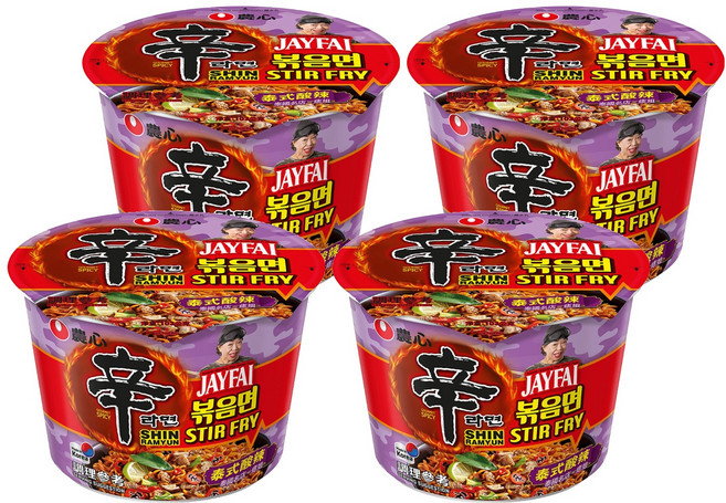 NONGSHIM 農心 辛炒麵 泰式酸辣味 大碗麵 103g, 4入