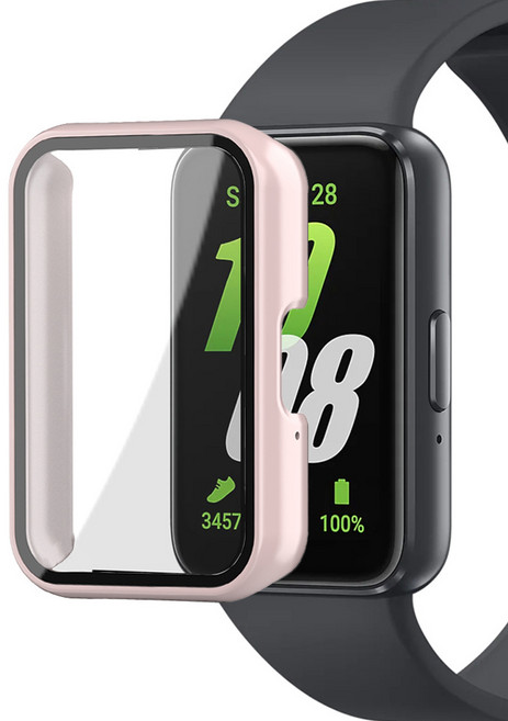 리아몬트 갤럭시 핏3 강화유리 액정보호 필름 풀커버 케이스, 핑크, 1개