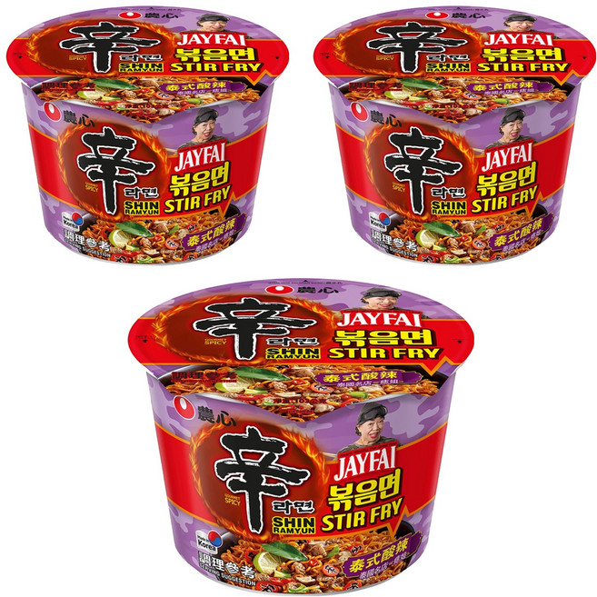 NONGSHIM 農心 辛炒麵 泰式酸辣味 大碗麵 103g, 3入