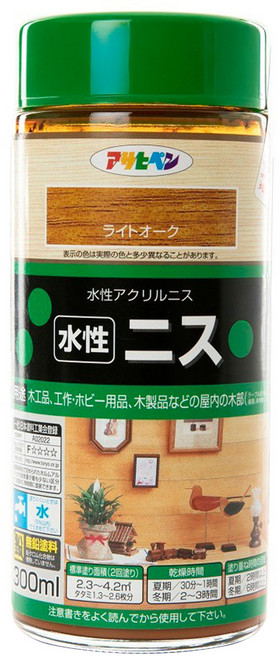 ASAHIPEN 日本水性木器著色清漆 淺橡木 300ml, 1罐