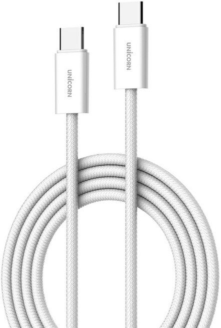 유니콘 USB C-C타입 65W 초고속 충전 데이터 케이블 PLC-2M65W, 2m, 화이트, 1개
